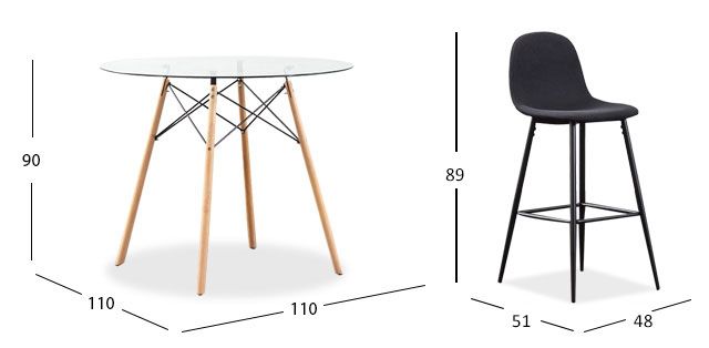 Comedor Bar Redondo Atlas Con Bancos Arlo Negro 5 Piezas