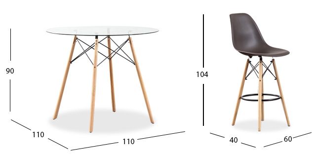 Comedor Bar Redondo Atlas Con Bancos Café 5 Piezas