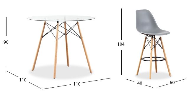 Comedor Bar Redondo Atlas Con Bancos Gris 5 Piezas