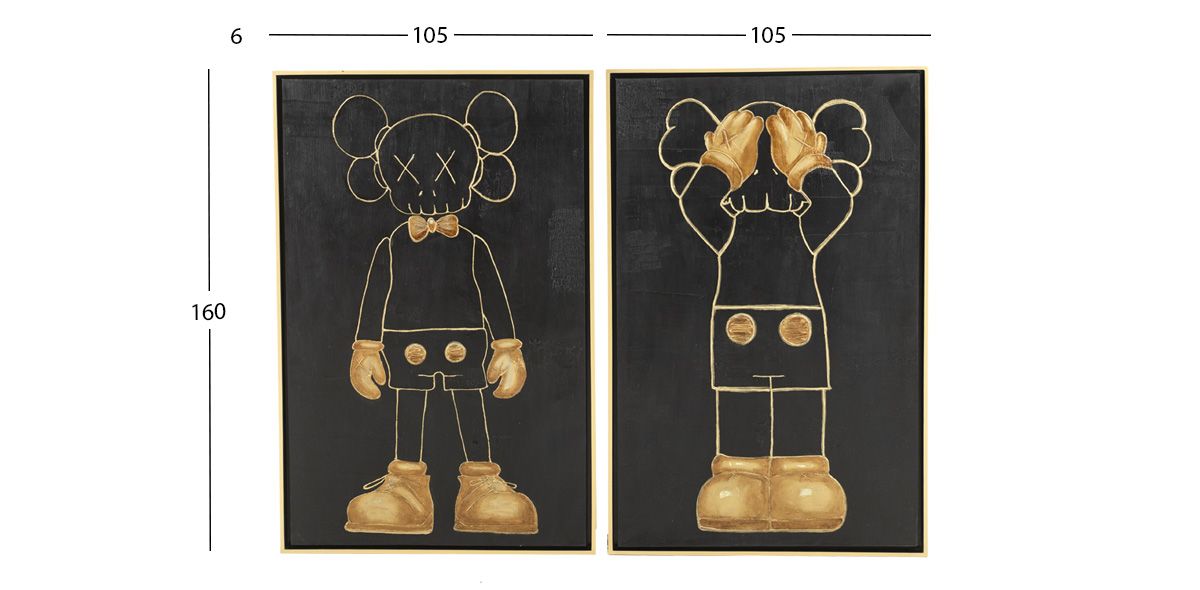 Cuadro Decorativo Al Oleo Kaos CL Negro 2 Piezas