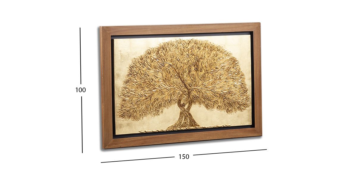 Cuadro Decorativo 100 X 150 Cm Árbol De Dios Dorado
