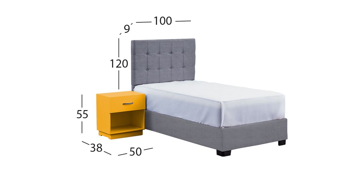 Recámara Individual Anfield Con Buró Naro Amarillo 2 Piezas