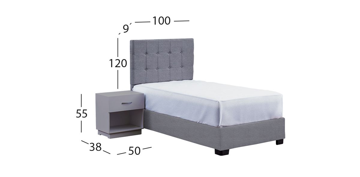 Recámara Individual Anfield Con Buró Naro Gris 2 Piezas