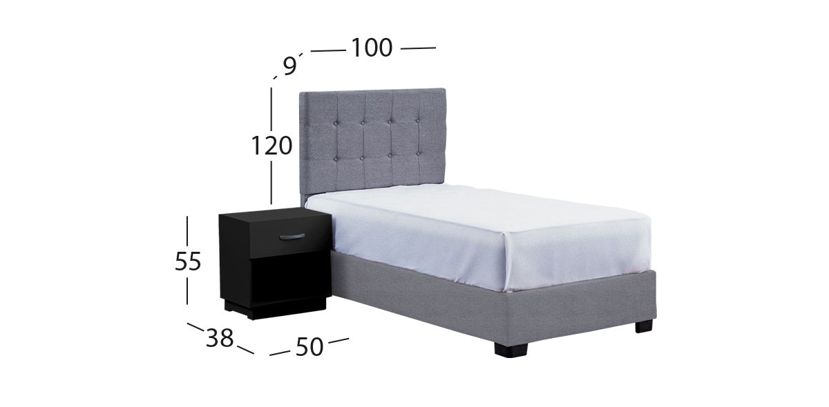 Recámara Individual Anfield Con Buró Naro Negro 2 Piezas