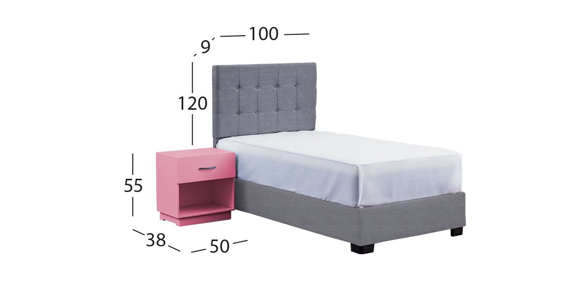 Recámara Individual Anfield Con Buró Naro Palo De Rosa 2 Piezas