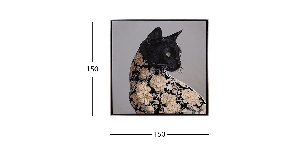 Cuadro Decorativo Al Oleo Cat Negro