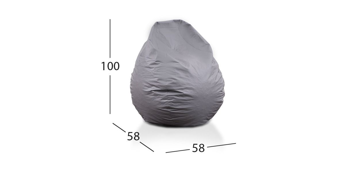 Puff pera gris de poliéster con relleno incluido de 75x130x75 cm