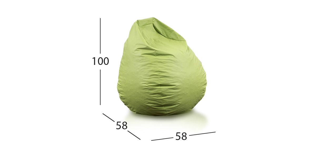 Puff pera verde de tela de poliéster con relleno incluido de 75x130x75 cm