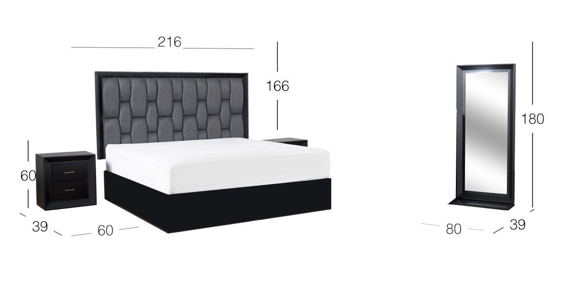 Recámara King Size Chicago Gris 4 Piezas