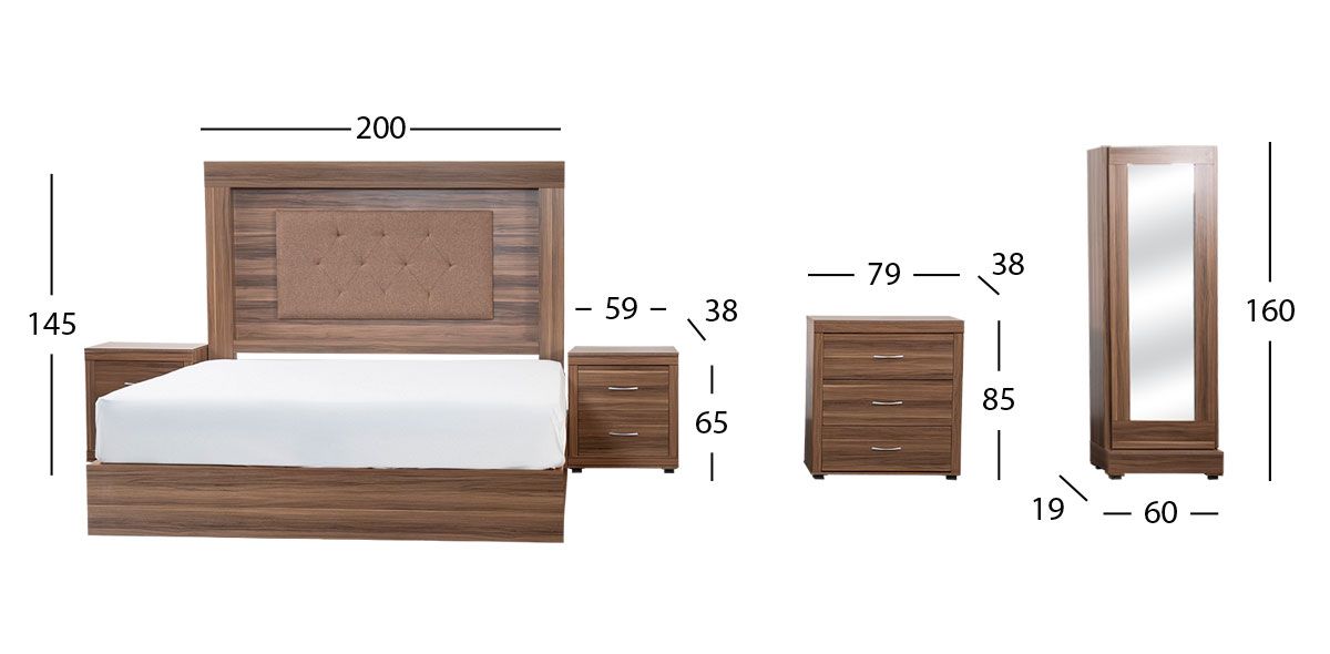 Recámara King Size Antea Café Parota 5 Piezas