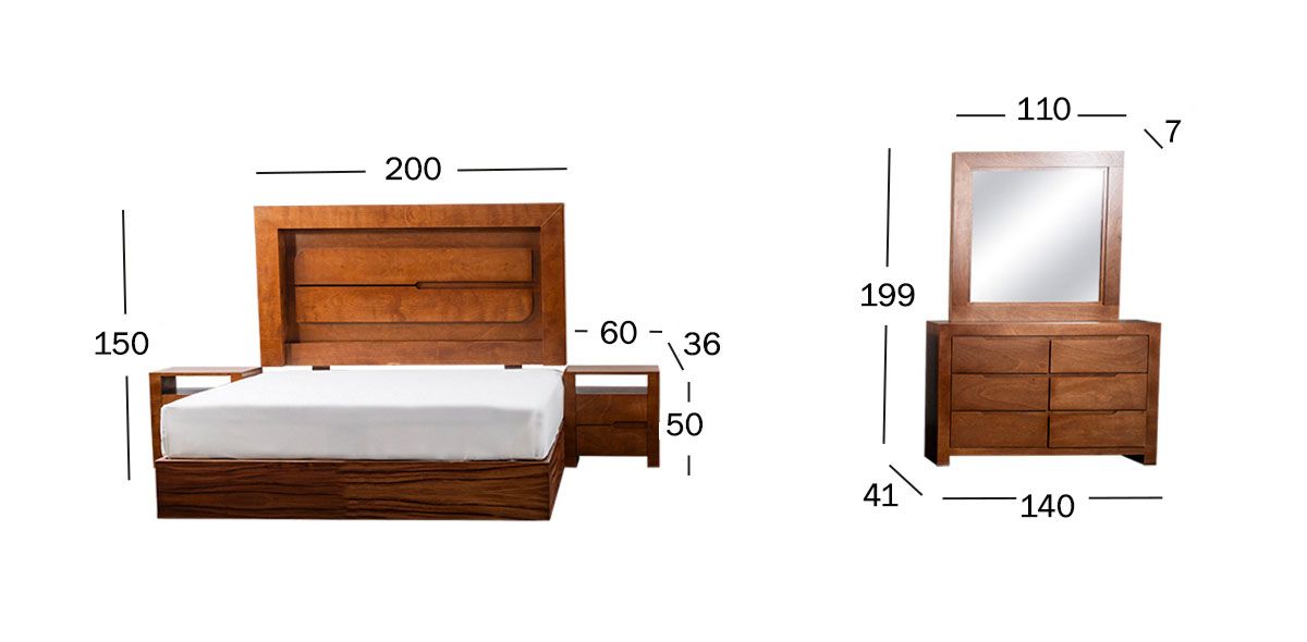 Recámara King Size Cindy Nogal 4 Piezas