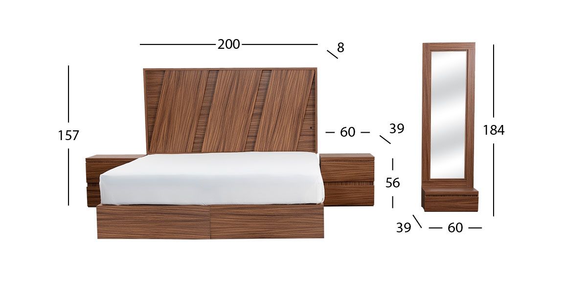 Recámara King Size Hassan Café 4 Piezas