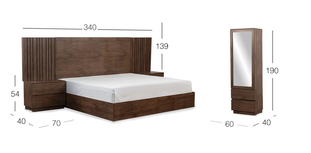 Recámara King Size Loana CL Café 4 Piezas