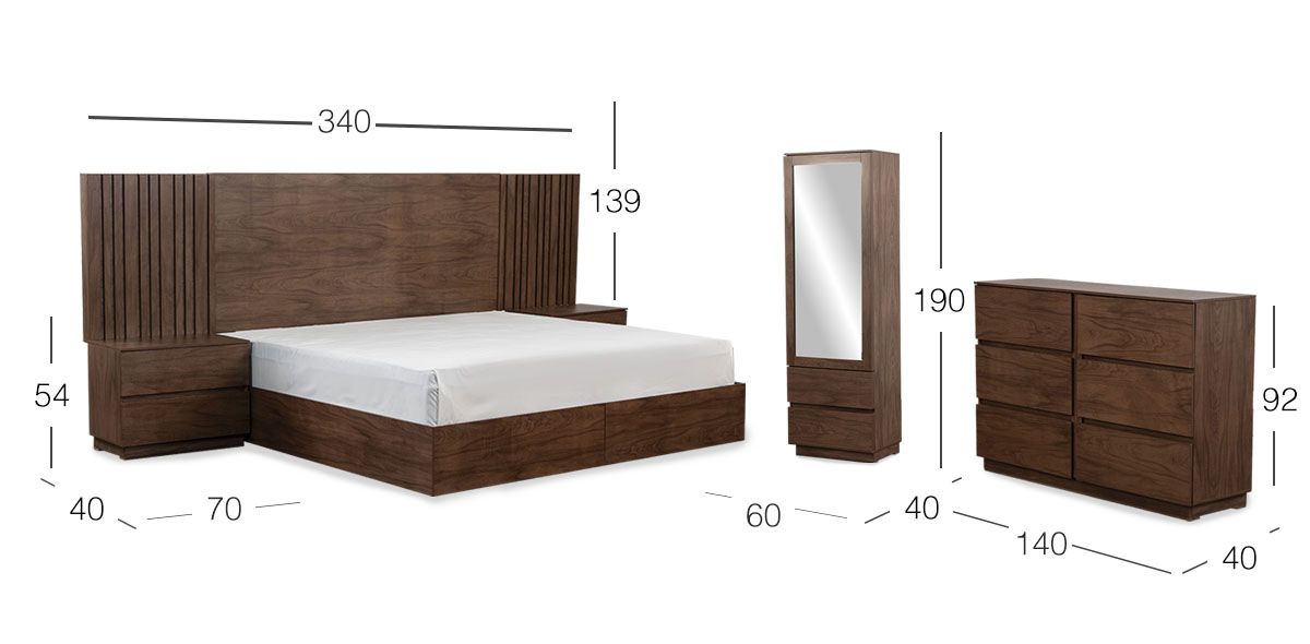 Recámara King Size Loana CL Café 5 Piezas