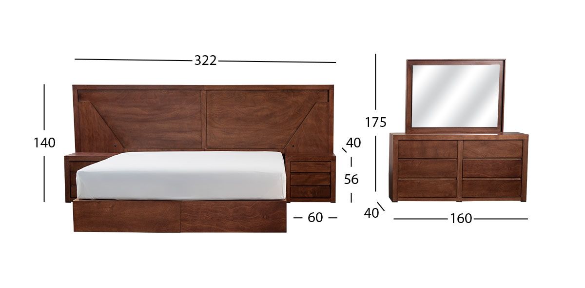 Recámara King Size Nevada Café 5 Piezas