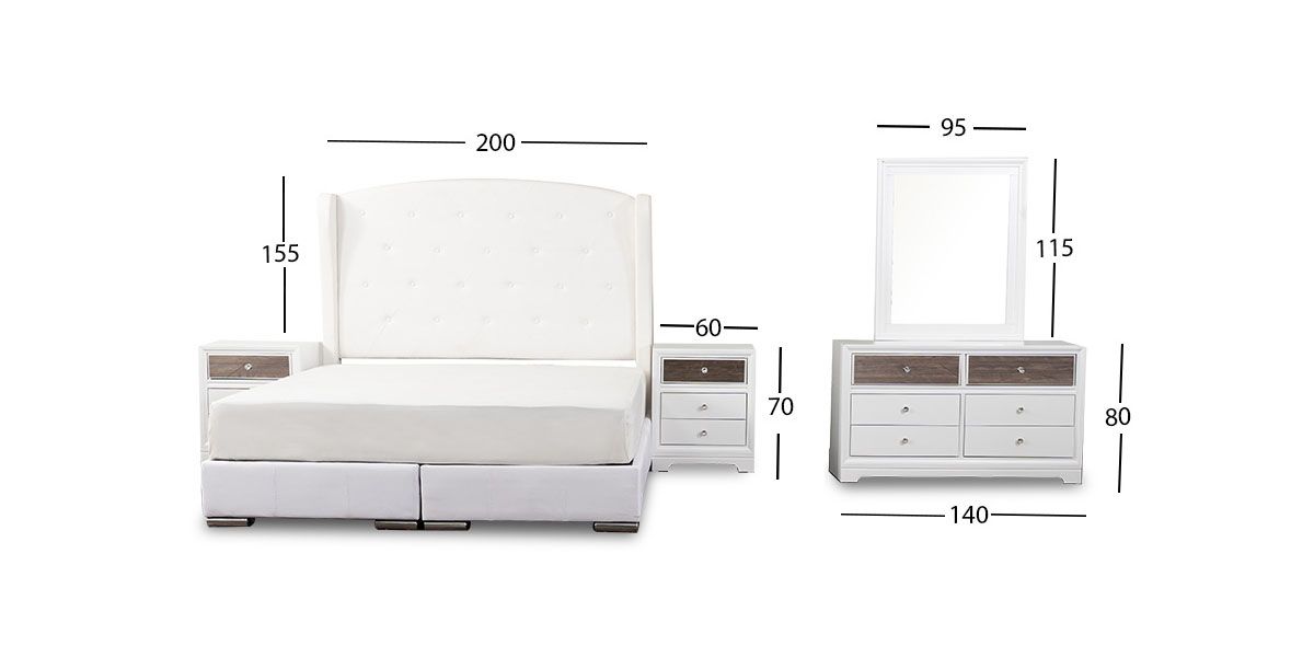 Recámara King Size Perla Plus Blanco 5 Piezas