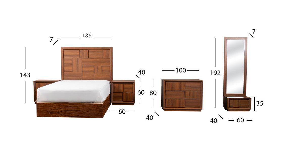 Recámara Matrimonial Atenas Café Parota 5 Piezas