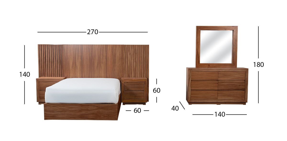 Recámara Matrimonial Citara Nogal 5 Piezas