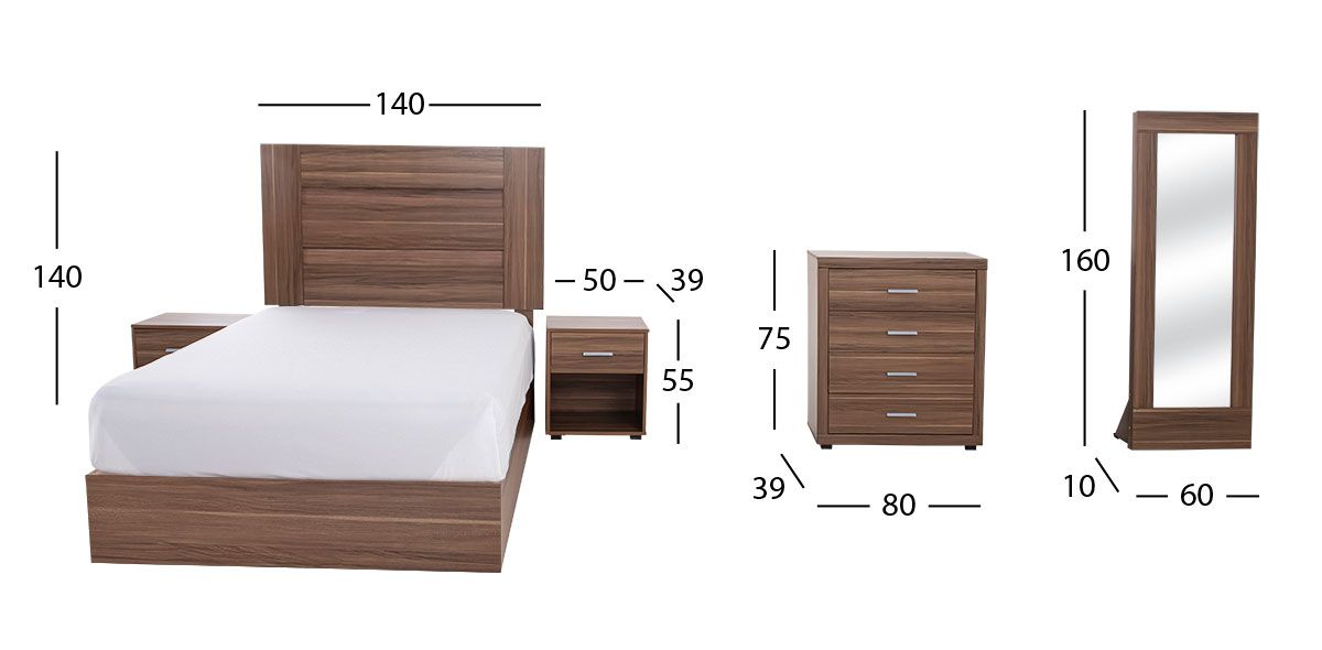 Recámara Matrimonial Rosetta Café 5 Piezas
