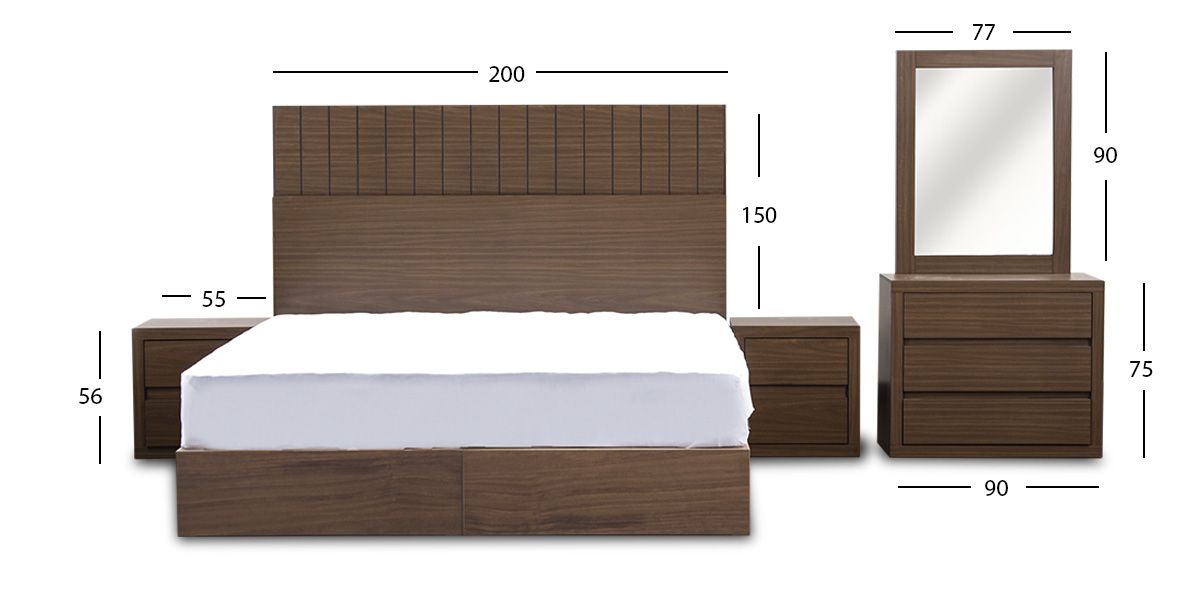Recámara King Size Taylor Nogal 5 Piezas