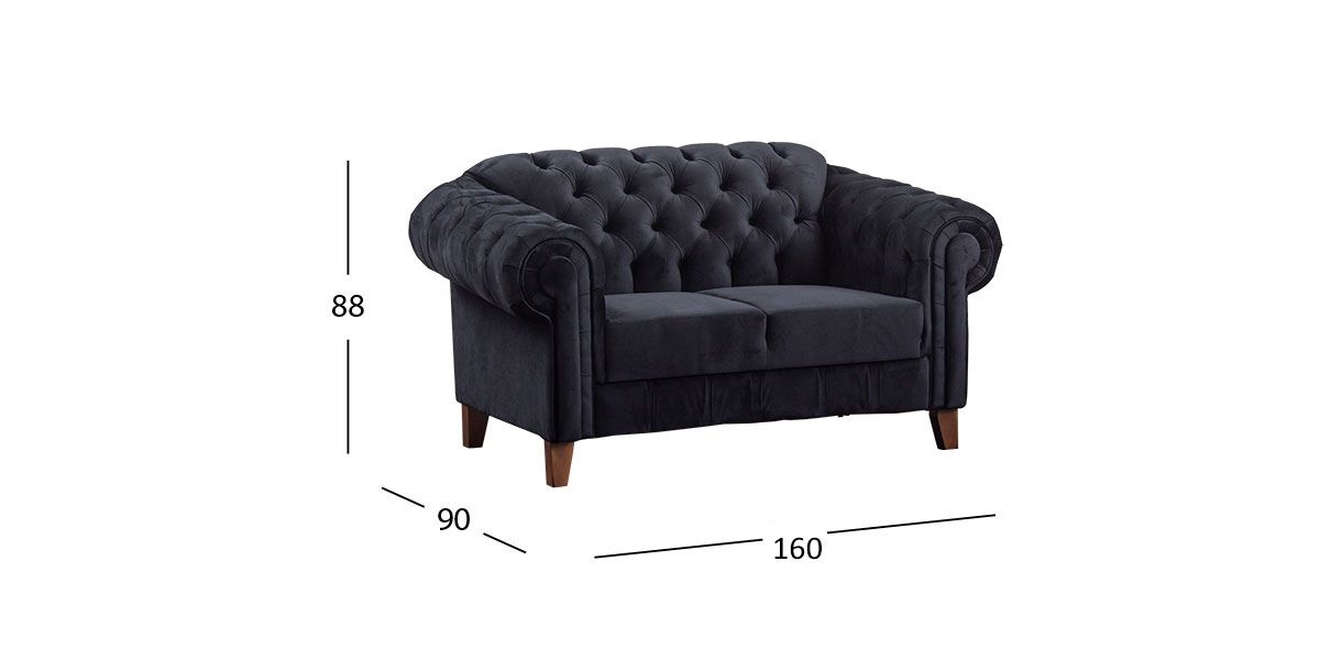 Sofá 2 Plazas Alessandra Negro