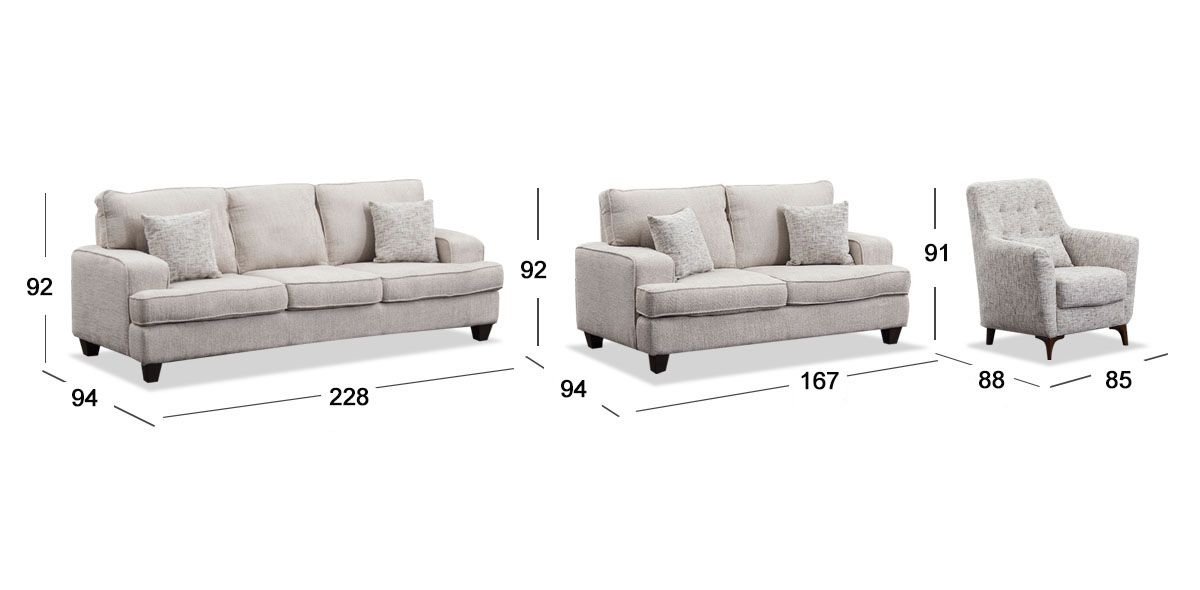 Sala Atlántica New Beige Con Sillón Ocasional Mismatch 3 Piezas