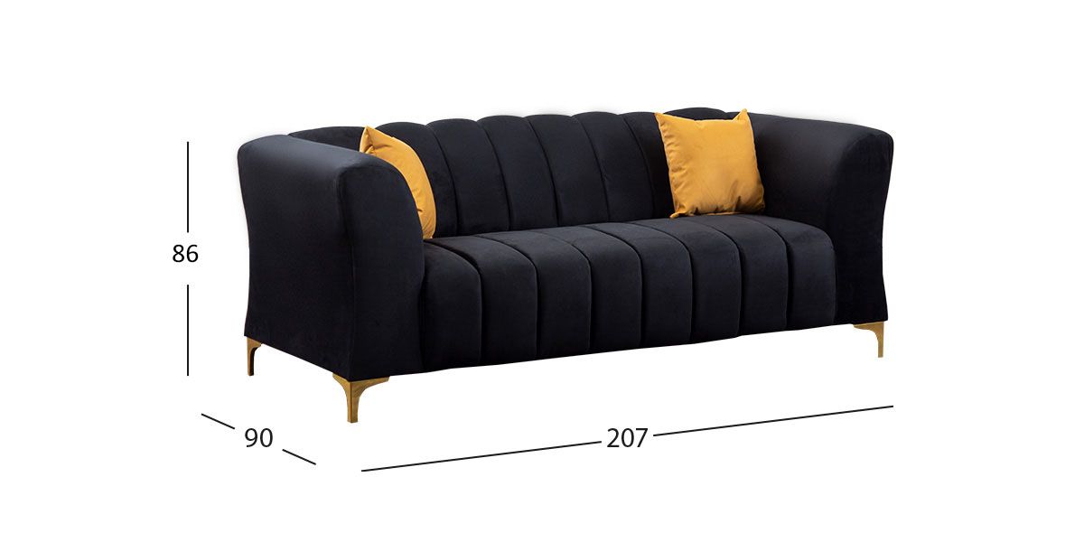 Sofá 3 Plazas  Emma Negro