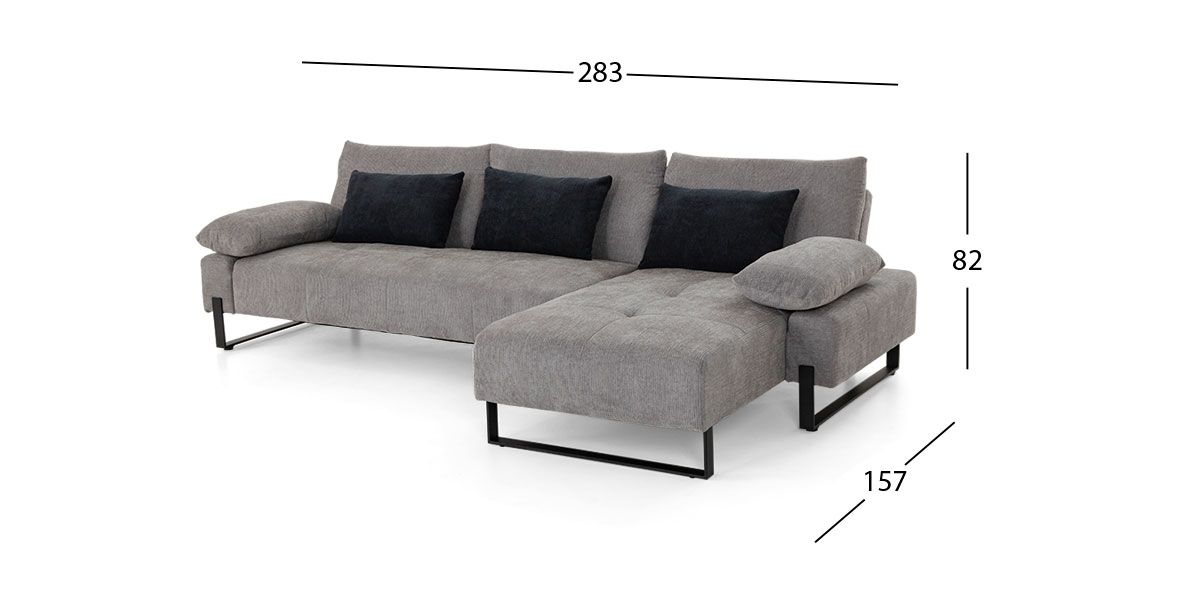 Sala En L Derecha Con Respaldo Abatible Regine Gris