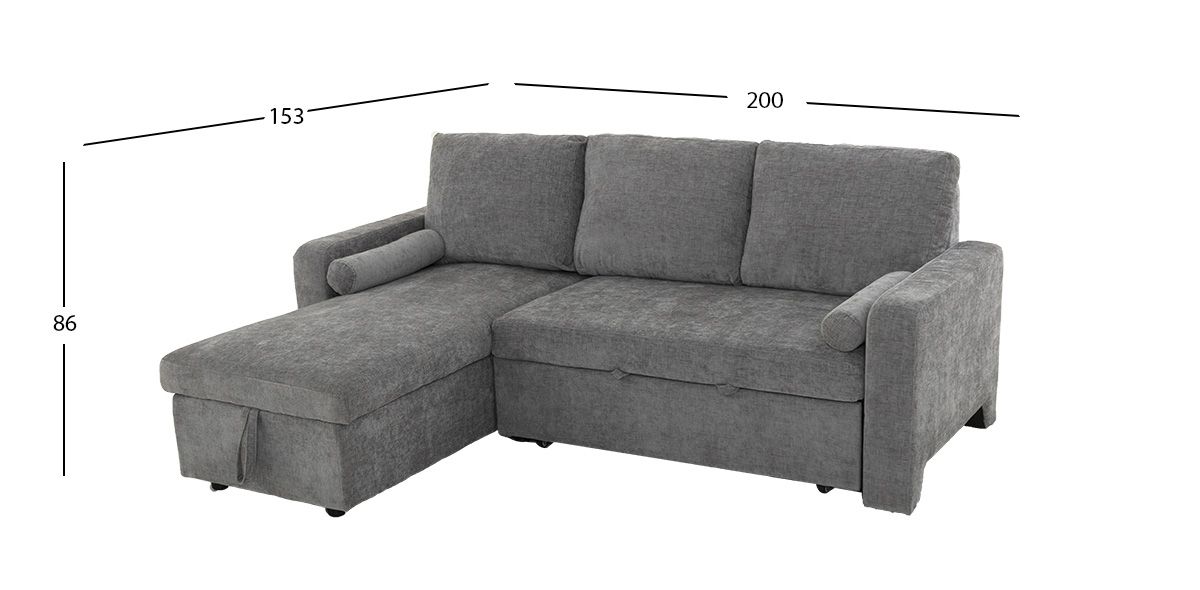 Sala Modular Izquierda Con Baúl Y Cama Alta Maia Gris