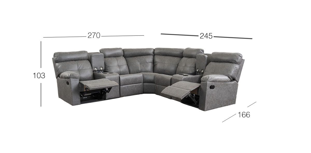 Sala Modular Con Reclinable Liam Plus Gris