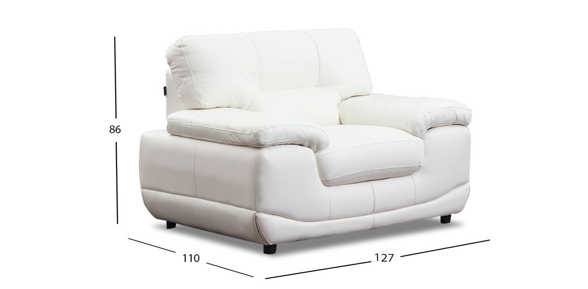 Sillón Piel Match Lazzio Blanco  (Boal)