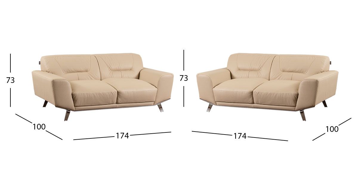 Sala Piel Ameno CL Beige (Boal) 2 Piezas