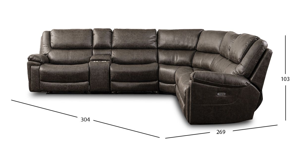 Sala Seccional Con Reclinables Eléctricos Joe Il Gris