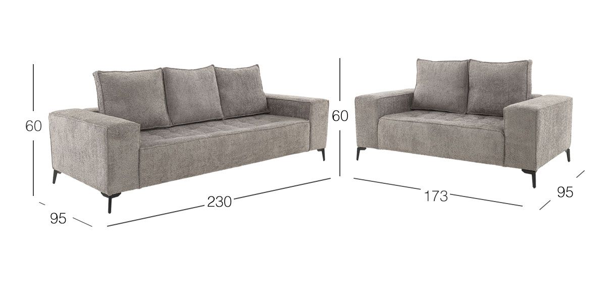 Sala Narvik Gris 2 Piezas