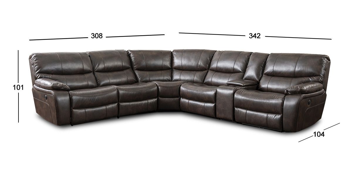 Sala Modular Con Reclinable Eléctrico Y Consola Rauda Café