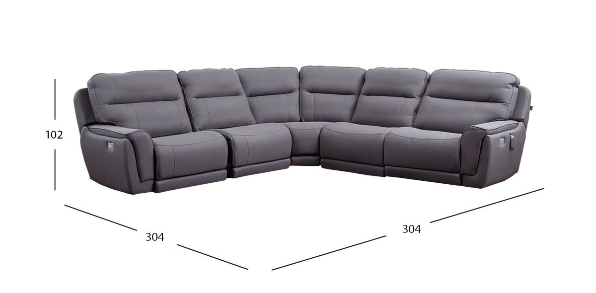 Sala Modular Con Reclinables Eléctricos Darno Curvo Gris Oxford (Boal)