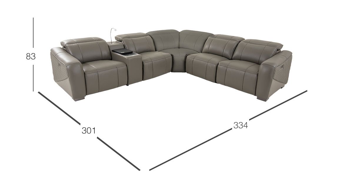 Sala Modular De Piel Con Reclinables Eléctricos Y Sistema De Refrigeración Brescia Gris