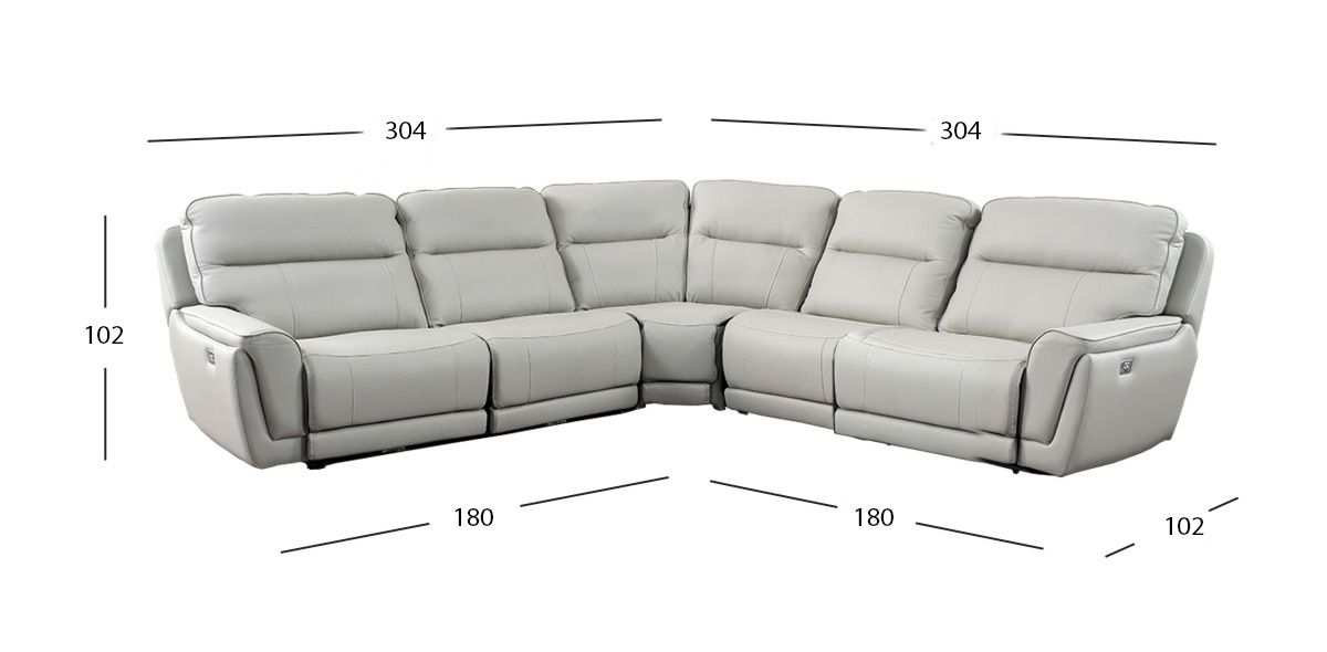 Sala Modular Con Reclinables Eléctricos Piel Darno Gris (Boal)