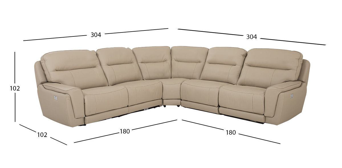 Sala Modular Con Reclinables Eléctricos Piel Darno Toffee (Boal)