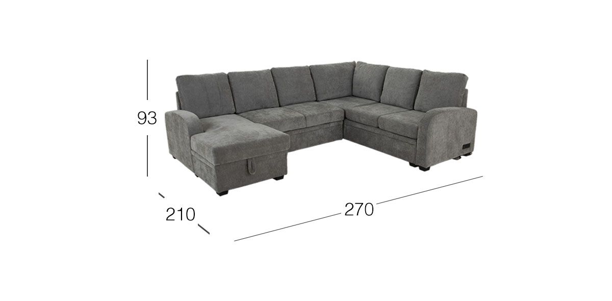 Sala Modular Con Baúl Y Cama Oculta Kubo Gris