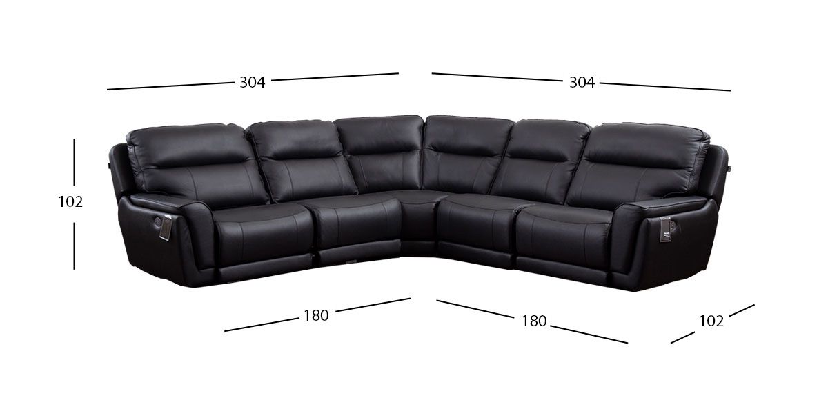 Sala Modular Con Reclinables Eléctricos Piel Darno Negro (Boal)