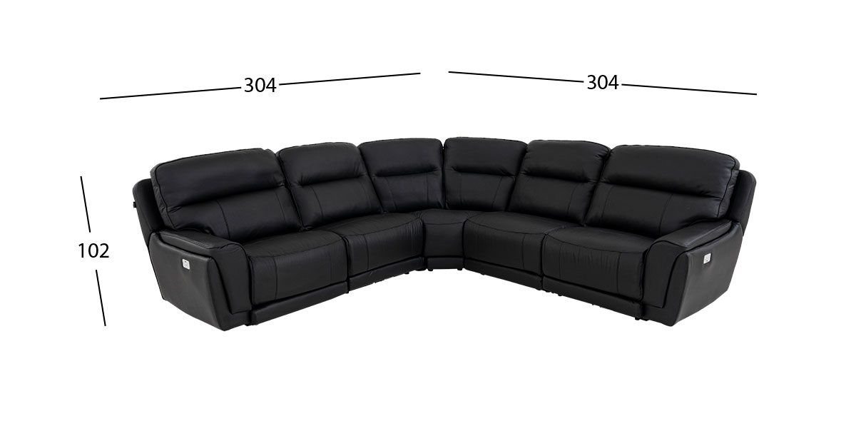 Sala Modular Con Reclinables Eléctricos Piel Darno Negro (Boal)