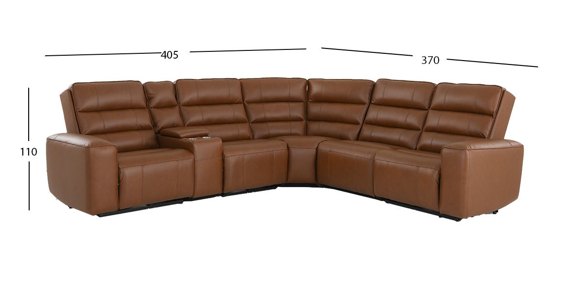 Sala Modular Piel Con Reclinables Eléctricos Y Consola Forli Café