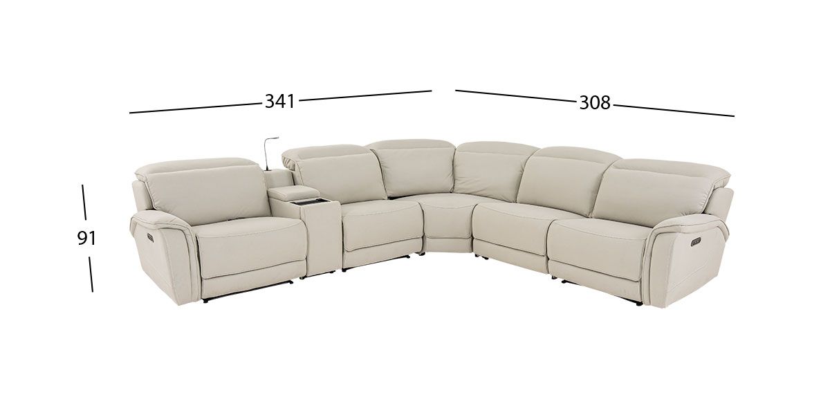 Sala Modular Con Reclinables Eléctricos Y Consola Santa Fe Gris 