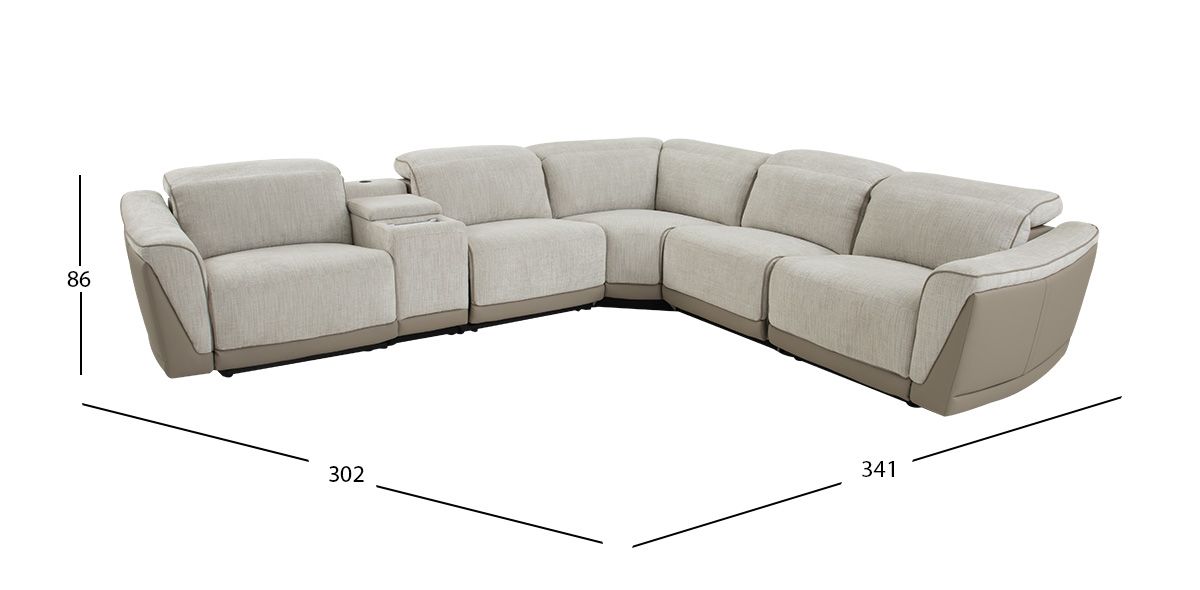 Sala Modular Con Reclinables Eléctricos Lumea Beige 