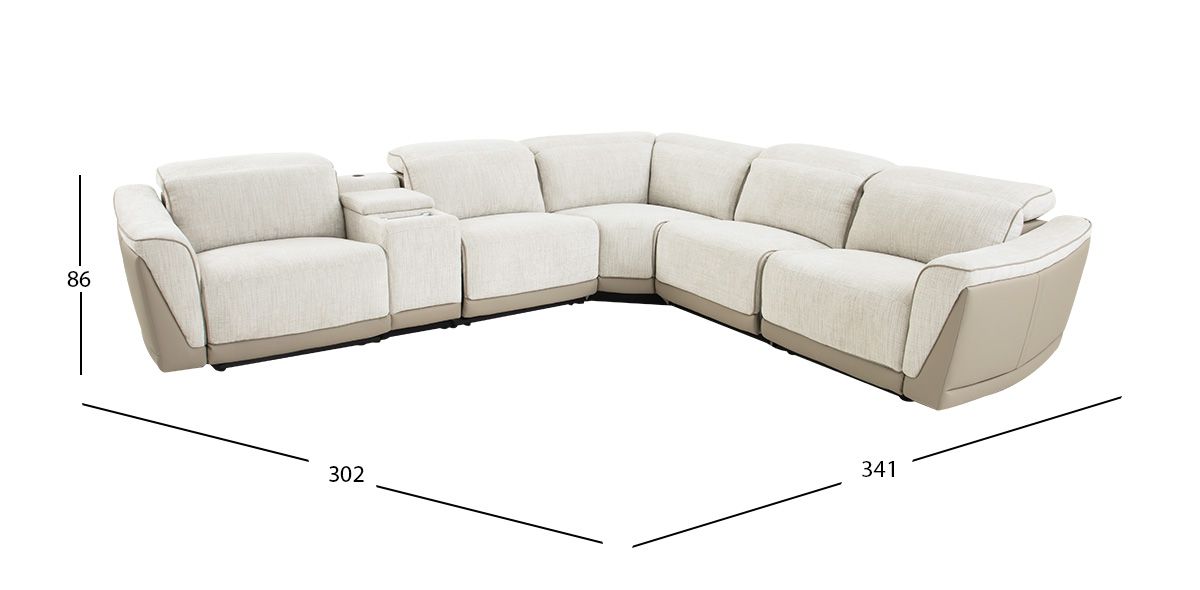 Sala Modular Con Reclinables Eléctricos Lumea Beige 