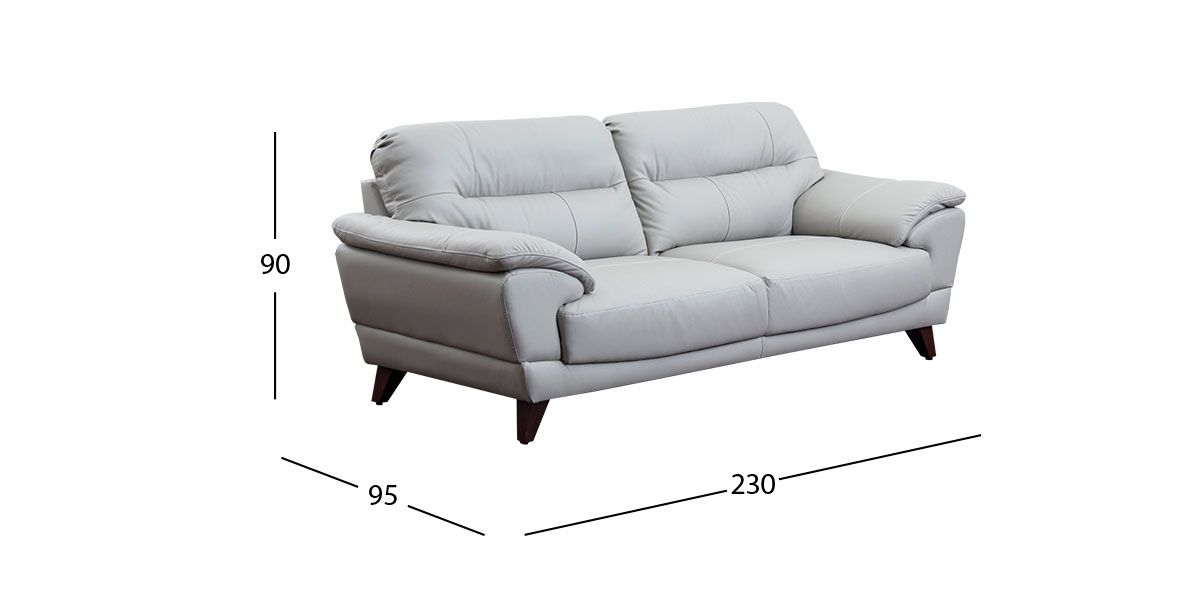 Sofá 3 Plazas Piel Match Soria Silver (Boal)