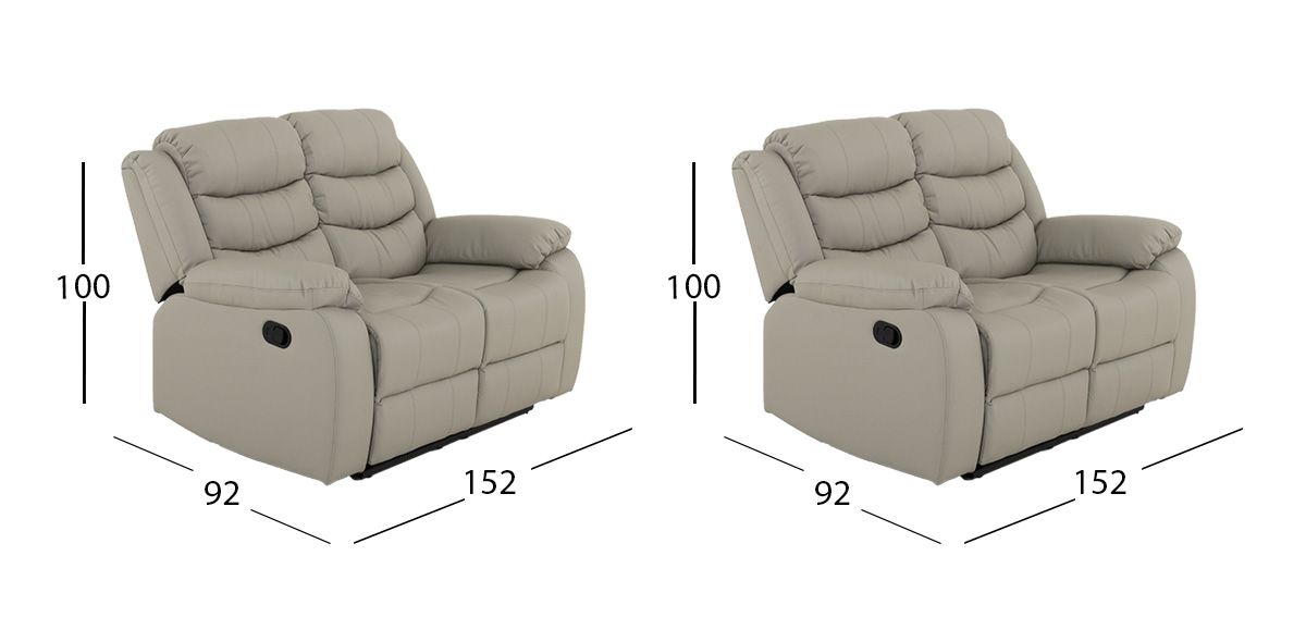 Sala Piel Con Reclinable Caserta Gris 2 Piezas