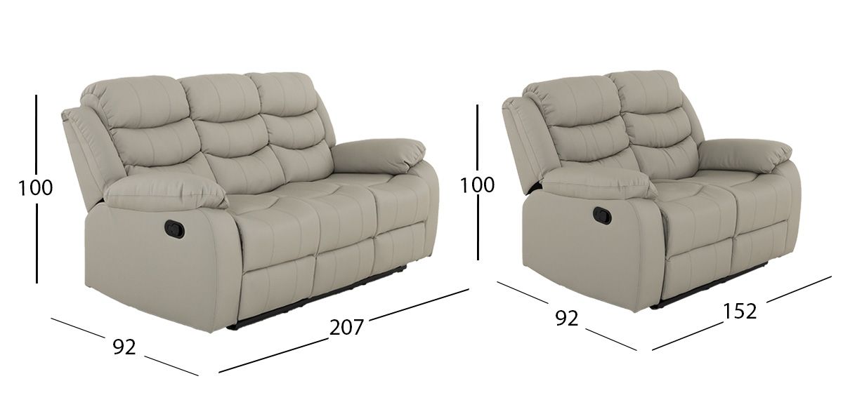 Sala Piel Con Reclinable Caserta Gris