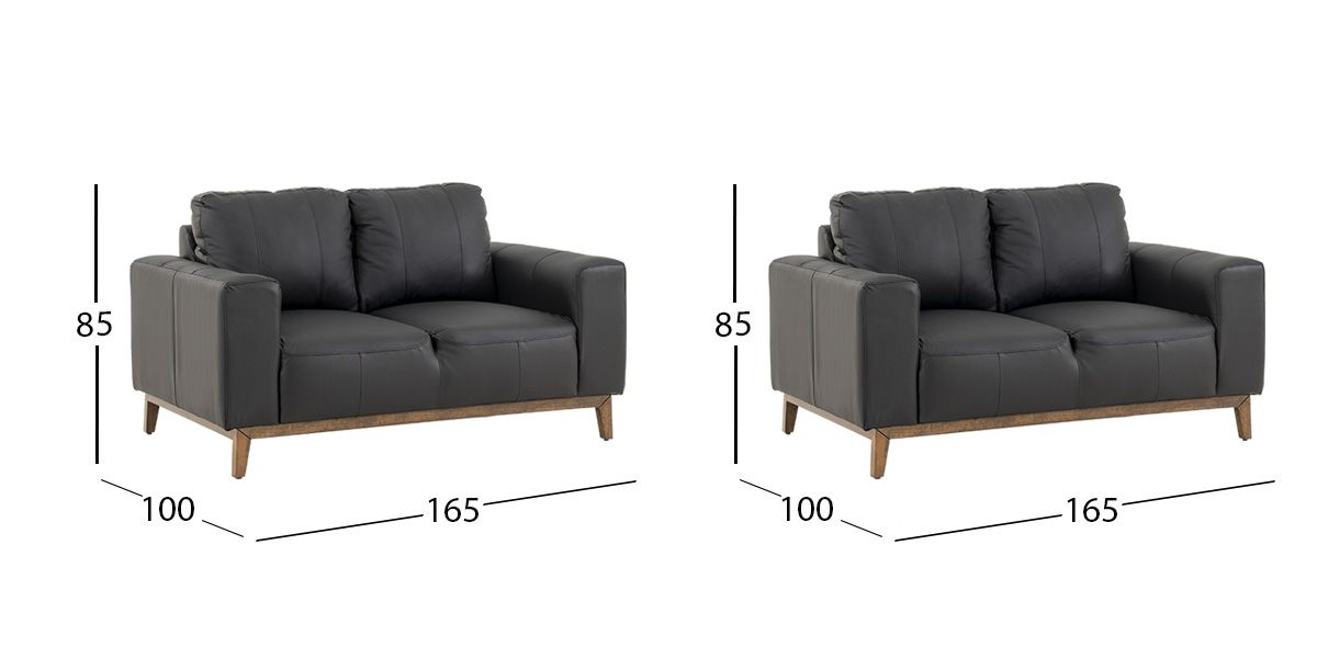 Sala Piel Littio Negro 2 Piezas